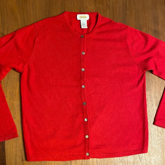 Talbots Red Cashmere Cardigan Sweater - Picture 4 of 6